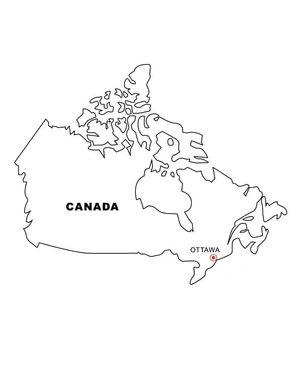 Página para Colorir Mapa do Canadá