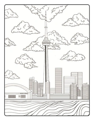 Página para Colorir Torre CN do Canadá