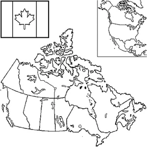 Página para Colorir Mapa do Canadá para Imprimir Grátis