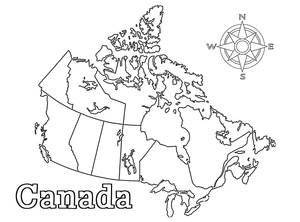 Página para Colorir Mapa do Canadá