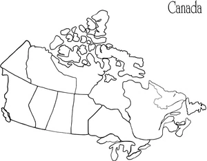Página para Colorir Mapa do Canadá para Imprimir