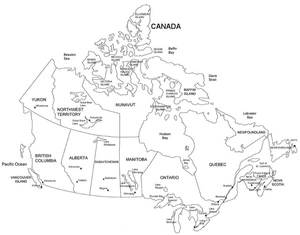 Página para Colorir Página para Colorir Imprimível de um Mapa do Canadá
