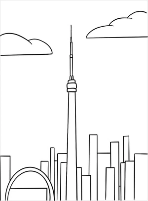 Página para Colorir Torre CN de Toronto