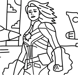 Capitã Marvel pronta para ação, medium Capitã Marvel coloring page, free printable