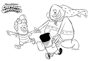 Página para Colorir Capitão Cueca e Amigos