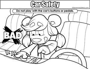 Página para Colorir Segurança no Carro - Não Toque nos Botões