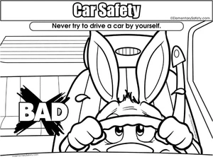 Página para Colorir Segurança no Carro – A Importância de Nunca Tentar Dirigir um Carro