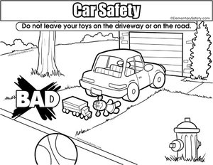 Página para Colorir Dirigindo com Segurança – Entrada de Garagem