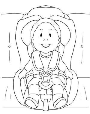 Página para Colorir Garantindo a Segurança Infantil em Cadeiras de Carro
