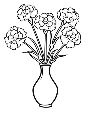 Página para Colorir Cravos Florescendo em um Vaso