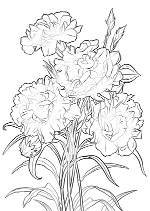Página para Colorir Cravos Florais