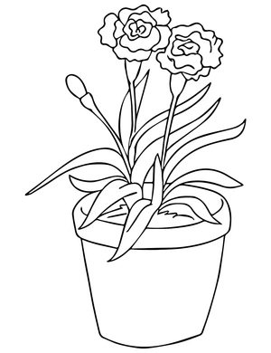 Página para Colorir Vaso de Cravos