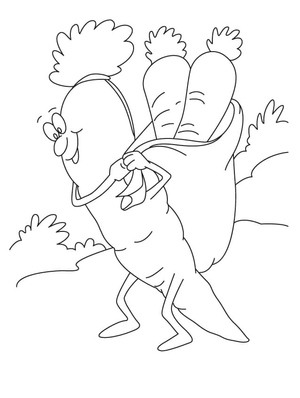Cenoura de Desenho Animado Cercada por Cenouras