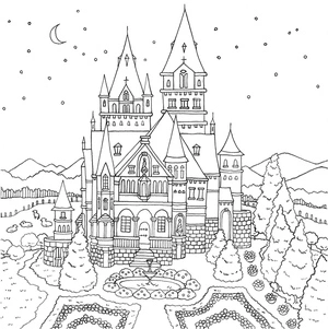 Página para Colorir Um Castelo Fantástico