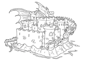 Página para Colorir Página para Colorir de Dragão e Castelo