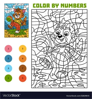 Página para Colorir Colorir por Número Jogador de Gato