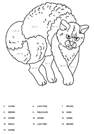 Página para Colorir Colorir por Número: Felino Furioso