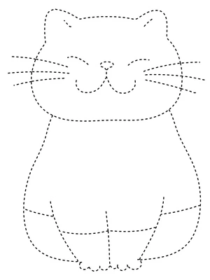 Página para Colorir Atividade de Contorno de Gato Fofo