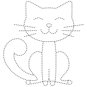 Página para Colorir Atividade de Traçado Alegre para Gatos