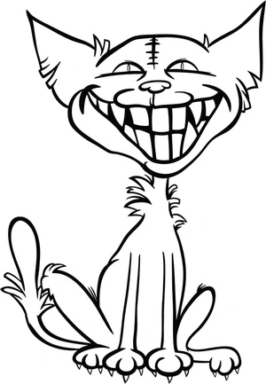 Página para Colorir Gato Assustador