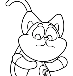 Gato confuso, fácil cochilo coloring page, free printable