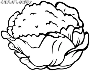 Couve-flor desenhada, fácil página para colorir de couve-flor, imprimível grátis