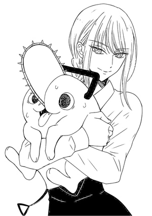 Página para Colorir Makima e Pochita de Chainsaw Man