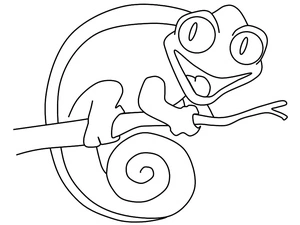 Página para Colorir Um Camaleão Feliz
