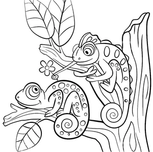 Página para Colorir Camaleões Adoráveis