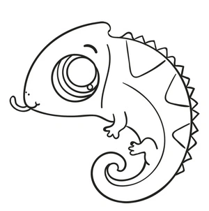 Página para Colorir Camaleão Fofo