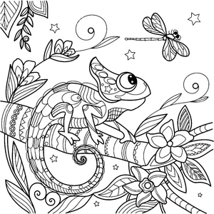 Página para Colorir Página para Colorir Camaleão Relaxante