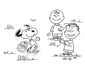 Página para Colorir Página para Colorir com Tema de Páscoa com Charlie Brown