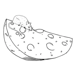 Página para Colorir Um Rato Comendo Queijo