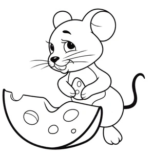 Página para Colorir Um Rato com Queijo