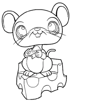 Página para Colorir Rato Adorável com Queijo