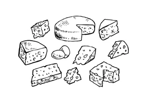 Página para Colorir Página para Colorir de Queijo para Imprimir