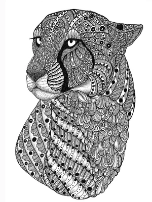 Página para Colorir Retrato Mandala de Guepardo