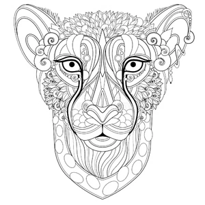Página para Colorir Mandala do Rosto de uma Chita