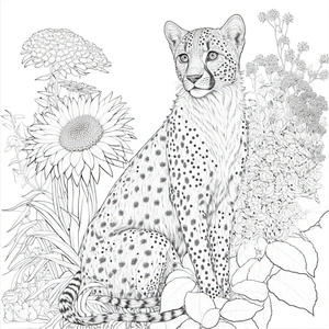 Página para Colorir Mandala Girassol Onça-pintada