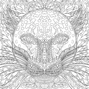 Página para Colorir Mandala com Cabeça de Guepardo