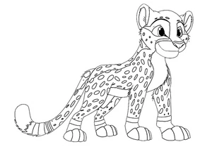 Página para Colorir Guepardo Animado Alegre