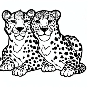 Página para Colorir Dupla de Guepardos