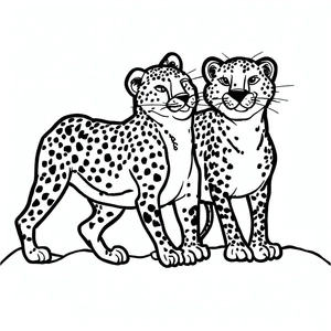 Página para Colorir Par de Guepardos Adoráveis