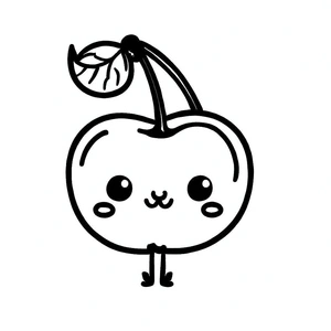 Página para Colorir Cereja Adorável