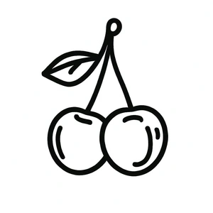 Página para Colorir Ilustração Simples de Cereja