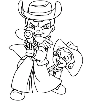 Página para Colorir Bheem, o Cowboy