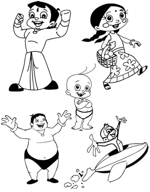 Página para Colorir Personagens de Chhota Bheem