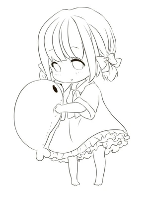 Página para Colorir Página de Colorir Grátis de Garota Chibi