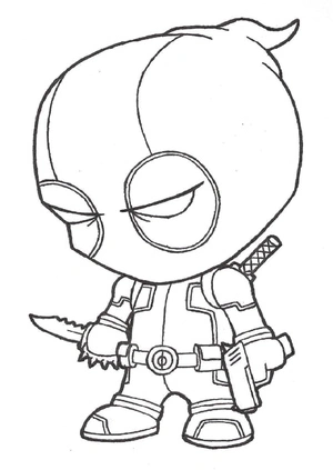 Página para Colorir Deadpool Chibi em Pé