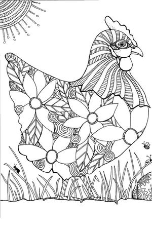 Página para Colorir Mandala Básica de Galinha